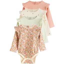 Next Salopetă/Body ecru / verde pastel / roz pal