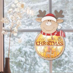 Decoratiune ren, lemn iluminat led, temporizator, inaltime 21 cm, fixare fereastra sau usa MultiMark GlobalProd