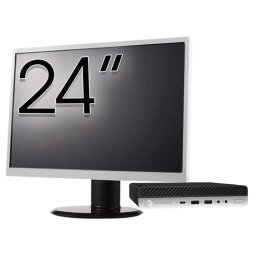 Pachet Calculator Second Hand HP EliteDesk 800 G3 Mini PC, Intel Core i7-7700T 2.90GHz, 8GB DDR4, 256GB SSD, Wi-Fi + Monitor 24" NewTechnology Media