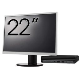 Pachet Calculator Second Hand HP EliteDesk 800 G6 Mini PC, Intel Core i5-10500T 2.30 - 3.80GHz, 8GB DDR4, 256GB SSD + Monitor 22" NewTechnology Media