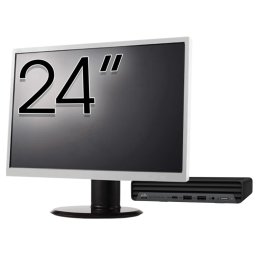 Pachet Calculator Second Hand HP EliteDesk 800 G6 Mini PC, Intel Core i5-10500T 2.30 - 3.80GHz, 8GB DDR4, 256GB SSD + Monitor 24" NewTechnology Media