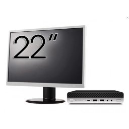 Pachet Calculator Refurbished HP EliteDesk 800 G3 Mini PC, Intel Core i7-7700T 2.90 - 3.80GHz, 8GB DDR4, 256GB SSD, Wi-Fi + Monitor 22 Inch + Windows 10 Pro NewTechnology Media