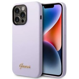 Husa Guess GUHCP14LSLSMU iPhone 14 Pro 6.1" purple/purple hard case Silicone Vintage Gold Logo