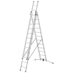 Scara aluminiu Hailo S100 ProfiLOT, 3 x 12 trepte