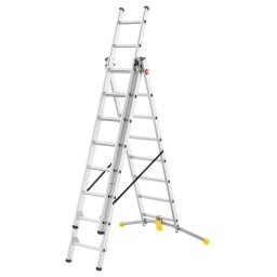 Scara aluminiu Hailo HobbyLOT Combination, 2 x 8 + 1 x 9 trepte