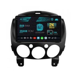 Navigatie Mazda 2 (2007-2014), Android 13, X-Octacore 8GB RAM + 256GB ROM, 9.5 Inch - AD-BGX9008+AD-BGRKIT325