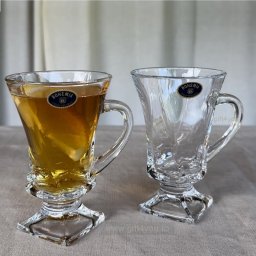 Cristal Bohemia - 6 Cani de cafea cu picior Twister 150 ml