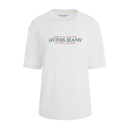 GUESS JEANS Tricou sângeriu / negru / alb