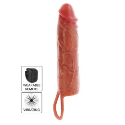 ToyJoy Get Real Hydrated Skin Penis Silicone Sleeve Vibrating 20cm Caramel