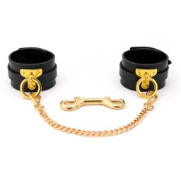 SuperLove Deluxe Leather Handcuffs Black-Gold