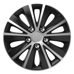 Capac roată auto negru argintiu cu șuruburi cromate rapide nc 16" inch