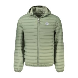 Jachetă matlasată verde cu glugă