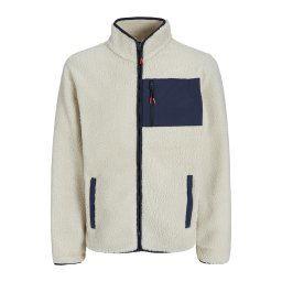 JACK & JONES Jachetă fleece 'JJThatcher' crem / bleumarin