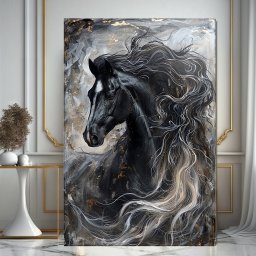 Tablou Canvas Armasar cu Coama Ondulata ANLS37 (Dimensiune LxH: 120x180cm)