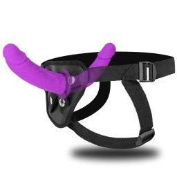 SuperLove Dual Dildo Strap-On Harness Purple-Black
