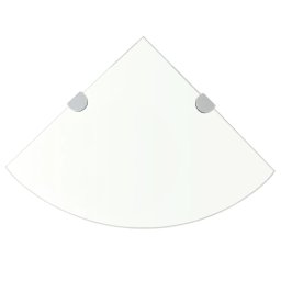 Raft de colt din sticla transparenta cu suporti crom 25 x 25 cm GartenMobel Dekor