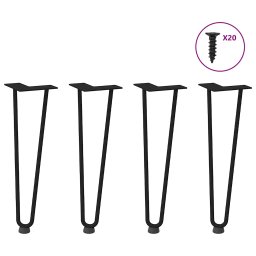 Picioare de masa în ac de par 4 buc Negru 42 cm Otel masiv GartenMobel Dekor