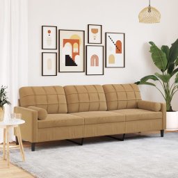 Canapea cu 3 locuri cu pernute, maro, 210 cm, catifea GartenMobel Dekor