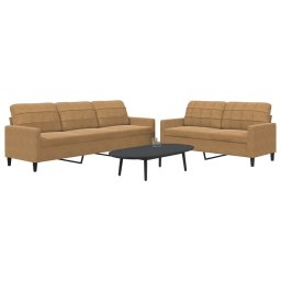 Set de canapele cu perne, 2 piese, maro, catifea GartenMobel Dekor