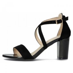 Sandale dama, negru, elegante, din material textil, cu toc, Filippo DS1276-22-BK-Negru (Marime: 39)
