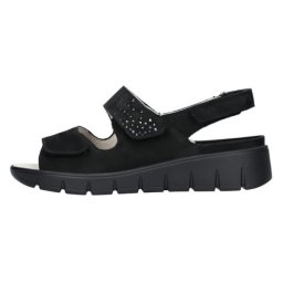 Sandale dama, negru, casual, din piele naturala, cu talpa groasa, Waldlaufer 870004-162-001-M-Wiola-Negru (Marime: 37,5)