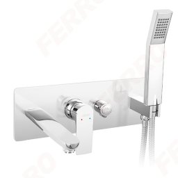 Baterie ingropata cada/dus Square, crom cu pipa si set dus