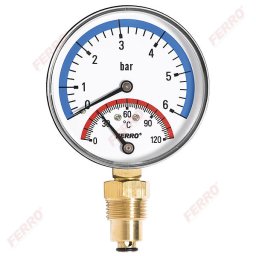 Termomanometru D.80 mm 1/2" radial, 0-6 bari, 120°C