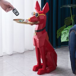 Masuta suport (figurina) Ory Dog Rosu cu tava aurie