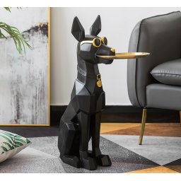 Masuta suport (figurina) Ory Dog Negru cu tava aurie
