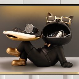 Decoratiune suport (figurina) Dog Butler Negru LDP5407