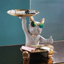 Decoratiune suport (figurina) Dog Butler Gri LDP4318