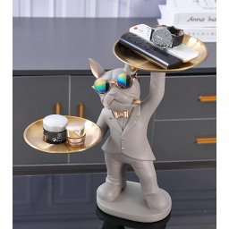 Decoratiune suport (figurina) Dog Butler Gri LDP4090