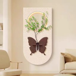 Tablou LED decorativ Fluture, cu Vaza si Crengute