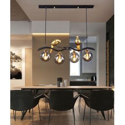 Candelabru Dining Glass Fume Golden Birds