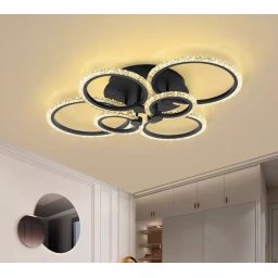 Lustra LED 160W Rings 6 Cercuri Negru Glam
