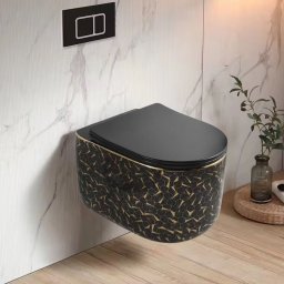 Vas toaleta WC suspendat Style, Negru, Auriu, LDPZ517A