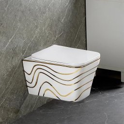 Vas toaleta WC suspendat Style, Alb, Auriu, LDP520A