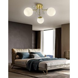 Lustra Cristal Glob Auriu 3