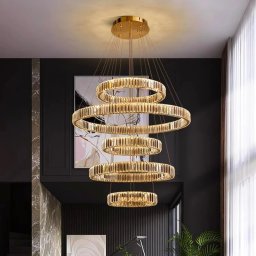 Candelabru LED 280W Minimalist Cristal Gold 5, Telecomanda