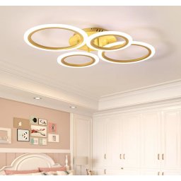 Lustra LED 86W Rings 4 Cercuri Auriu, Telecomanda