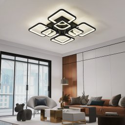 Lustra LED 176W Ceiling 8 Patrate Negru, Telecomanda