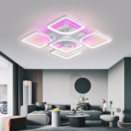 Lustra LED 120W Ceiling 5 Patrate White RGB, Telecomanda