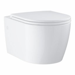 Set vas WC suspendat Grohe Bau Ceramic Rimless cu capac soft close alb, prindere ascunsa