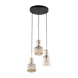 Lustră pe cablu SOPHIA 3xE14/10W/230V negru/bej fumuriu