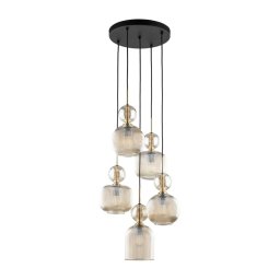 Lustră pe cablu SOPHIA 5xE14/10W/230V negru/bej fumuriu