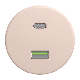 Kliklap - Priză USB retro A+C, fără ramă, roz vintage