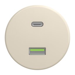 Kliklap - Priză USB retro A+C, fără ramă, bej
