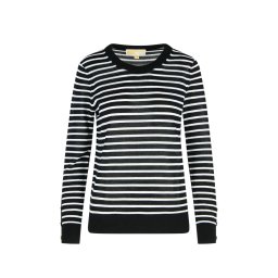 MICHAEL KORS Pulover Stripe Button Slv Ls Swtr MT56191HQC 048 black/white