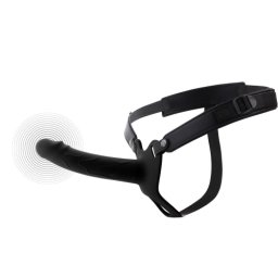 Dorinta Ascunsa Infern Strap-on cu Dildo Realist 18cm Scobit Gol in Interior cu Inel de Prindere de Testicule si Vibratii Negru