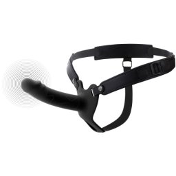 Dorinta Ascunsa Infern Strap-on cu Dildo Realist 16cm Scobit Gol in Interior cu Inel de Prindere de Testicule si Vibratii Negru